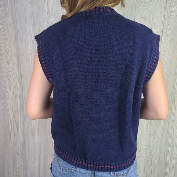 White Stag Womens Size Large Crocheted Embroidered Vest Floral Pattern Blue - Picture 3 of 8